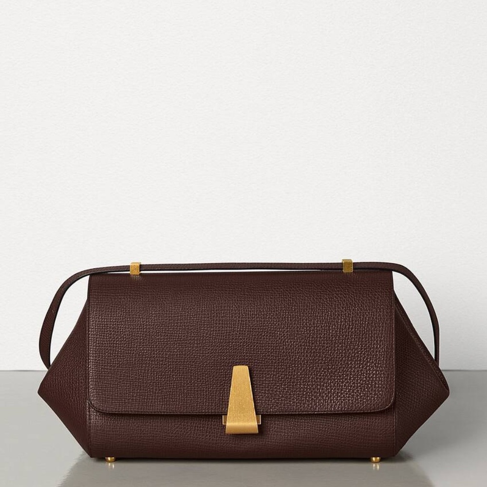 Bottega Veneta Bv Angle Calf Leather Shoulder Bag in Color Ox Blood